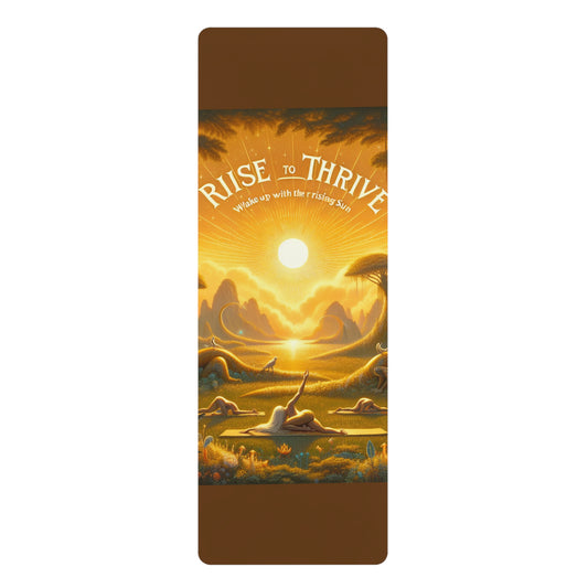 Inspirational Rubber Yoga Mat - "Rise to Thrive" - Fitness, Yoga, Meditation, Home Decor, Self-Care, Gift Idea